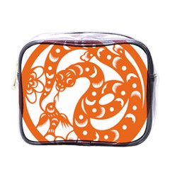 Chinese Zodiac Horoscope Snake Star Orange Mini Toiletries Bags by Mariart