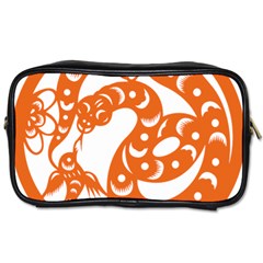 Chinese Zodiac Horoscope Snake Star Orange Toiletries Bags by Mariart