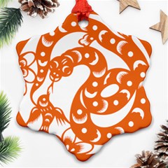 Chinese Zodiac Horoscope Snake Star Orange Ornament (Snowflake)