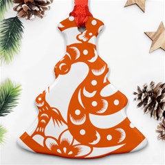 Chinese Zodiac Horoscope Snake Star Orange Christmas Tree Ornament (two Sides) by Mariart