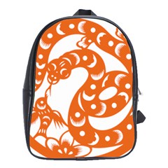 Chinese Zodiac Horoscope Snake Star Orange School Bags (xl)  by Mariart