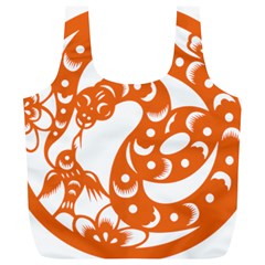 Chinese Zodiac Horoscope Snake Star Orange Full Print Recycle Bags (l)  by Mariart