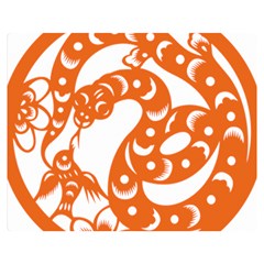 Chinese Zodiac Horoscope Snake Star Orange Double Sided Flano Blanket (Medium) 