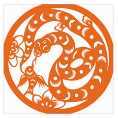 Chinese Zodiac Horoscope Snake Star Orange Large Satin Scarf (Square)