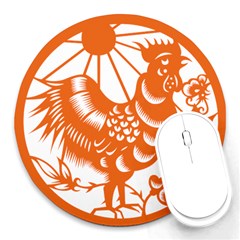 Chinese Zodiac Horoscope Zhen Icon Star Orangechicken Round Mousepads by Mariart