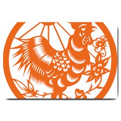 Chinese Zodiac Horoscope Zhen Icon Star Orangechicken Large Doormat  by Mariart