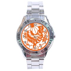 Chinese Zodiac Horoscope Zhen Icon Star Orangechicken Stainless Steel Analogue Watch by Mariart