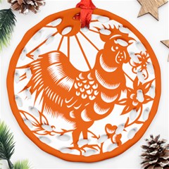 Chinese Zodiac Horoscope Zhen Icon Star Orangechicken Ornament (round Filigree) by Mariart