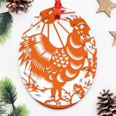 Chinese Zodiac Horoscope Zhen Icon Star Orangechicken Ornament (oval Filigree) by Mariart