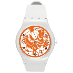 Chinese Zodiac Horoscope Zhen Icon Star Orangechicken Round Plastic Sport Watch (m) by Mariart