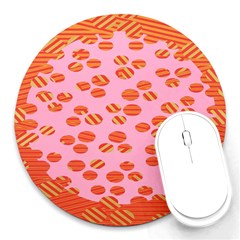 Distance Absence Sea Holes Polka Dot Line Circle Orange Chevron Wave Round Mousepads by Mariart