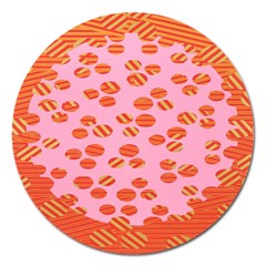 Distance Absence Sea Holes Polka Dot Line Circle Orange Chevron Wave Magnet 5  (round) by Mariart