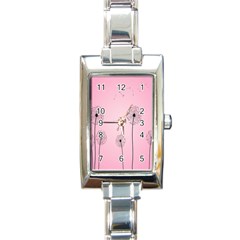 Flower Back Pink Sun Fly Rectangle Italian Charm Watch by Mariart