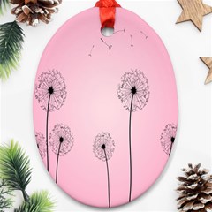 Flower Back Pink Sun Fly Ornament (oval)