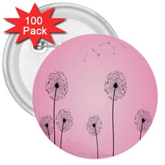 Flower Back Pink Sun Fly 3  Buttons (100 Pack) 