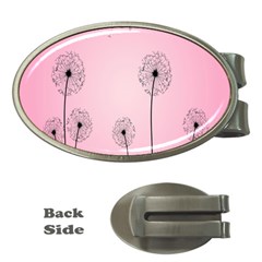 Flower Back Pink Sun Fly Money Clips (oval)  by Mariart