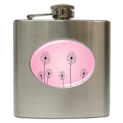 Flower Back Pink Sun Fly Hip Flask (6 Oz) by Mariart