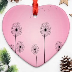 Flower Back Pink Sun Fly Heart Ornament (two Sides) by Mariart