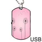 Flower Back Pink Sun Fly Dog Tag USB Flash (Two Sides) Front