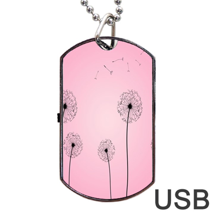 Flower Back Pink Sun Fly Dog Tag USB Flash (Two Sides)