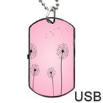 Flower Back Pink Sun Fly Dog Tag USB Flash (Two Sides) Back