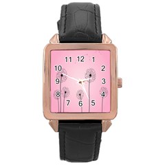 Flower Back Pink Sun Fly Rose Gold Leather Watch  by Mariart