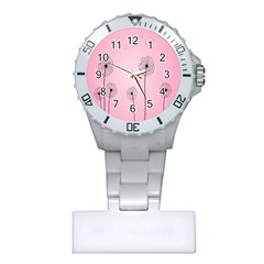 Flower Back Pink Sun Fly Plastic Nurses Watch by Mariart