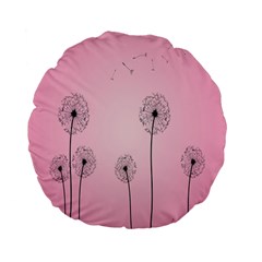 Flower Back Pink Sun Fly Standard 15  Premium Flano Round Cushions by Mariart