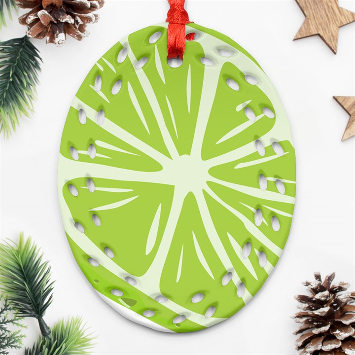 Gerald Lime Green Ornament (Oval Filigree)