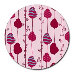 Flower Floral Mpink Frame Round Mousepads by Mariart