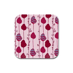 Flower Floral Mpink Frame Rubber Square Coaster (4 Pack)  by Mariart