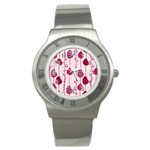 Flower Floral Mpink Frame Stainless Steel Watch Front