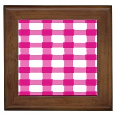 Hot Pink Brush Stroke Plaid Tech White Framed Tiles