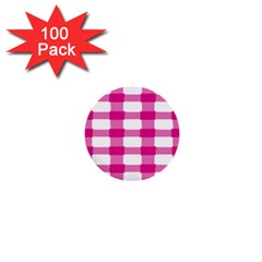 Hot Pink Brush Stroke Plaid Tech White 1  Mini Buttons (100 Pack)  by Mariart