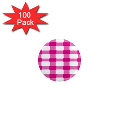 Hot Pink Brush Stroke Plaid Tech White 1  Mini Magnets (100 Pack)  by Mariart