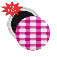 Hot Pink Brush Stroke Plaid Tech White 2 25  Magnets (10 Pack)  by Mariart