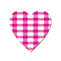 Hot Pink Brush Stroke Plaid Tech White Heart Magnet by Mariart