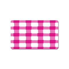 Hot Pink Brush Stroke Plaid Tech White Magnet (name Card) by Mariart