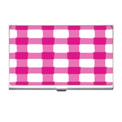 Hot Pink Brush Stroke Plaid Tech White Business Card Holders by Mariart