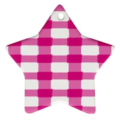 Hot Pink Brush Stroke Plaid Tech White Star Ornament (two Sides) by Mariart