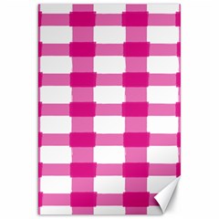 Hot Pink Brush Stroke Plaid Tech White Canvas 20  X 30   by Mariart