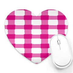 Hot Pink Brush Stroke Plaid Tech White Heart Mousepads by Mariart