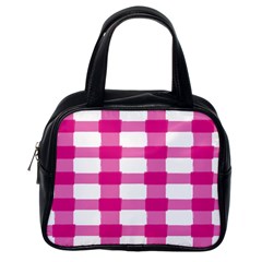 Hot Pink Brush Stroke Plaid Tech White Classic Handbags (one Side) by Mariart