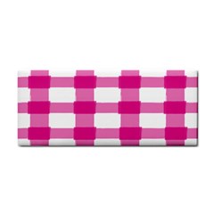 Hot Pink Brush Stroke Plaid Tech White Cosmetic Storage Cases by Mariart