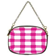 Hot Pink Brush Stroke Plaid Tech White Chain Purses (one Side)  by Mariart