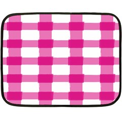 Hot Pink Brush Stroke Plaid Tech White Fleece Blanket (mini) by Mariart