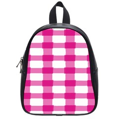 Hot Pink Brush Stroke Plaid Tech White School Bags (small)  by Mariart