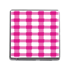 Hot Pink Brush Stroke Plaid Tech White Memory Card Reader (square)