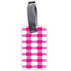 Hot Pink Brush Stroke Plaid Tech White Luggage Tags (two Sides) by Mariart