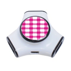 Hot Pink Brush Stroke Plaid Tech White 3-port Usb Hub by Mariart